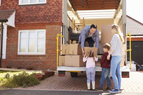 Moving boxes and furniture during a home move in Shoreditch