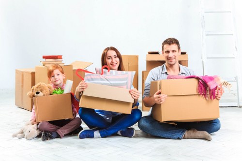Packed household belongings ready for relocation in Shoreditch