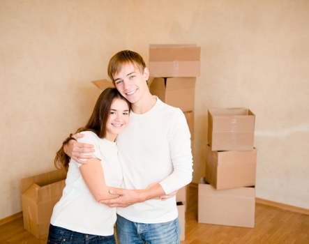 Packed boxes ready for removals in Shoreditch apartment