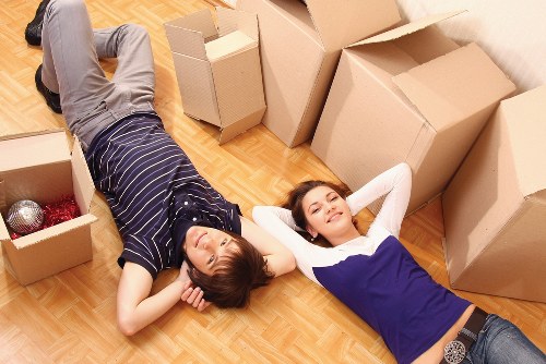 Commercial relocation team organising IT equipment in Shoreditch